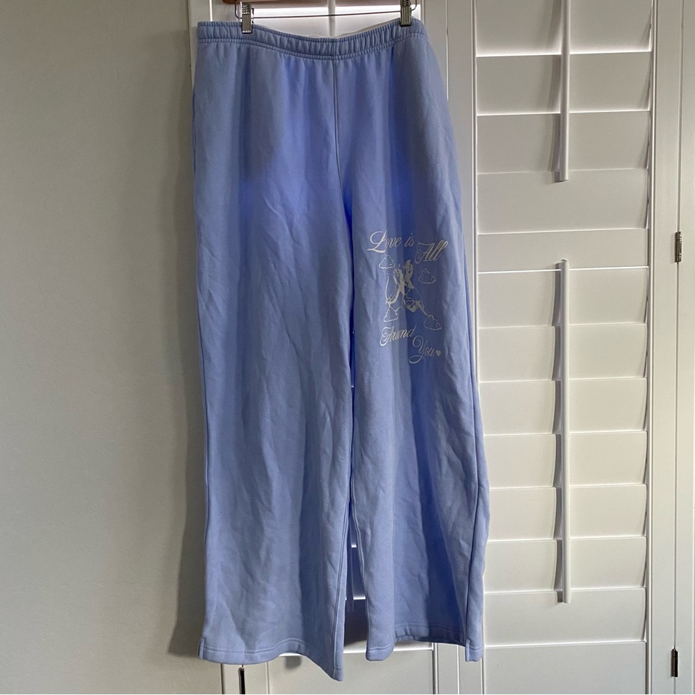 Wild Fable NWT Blue Love Graphic Fleece-Lined Adjustable Sweatpants size XXL